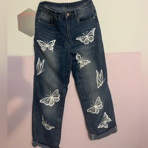 Butterfly graphic straight leg jeans